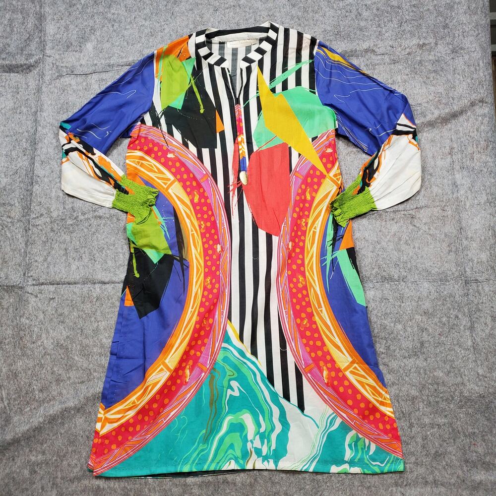 Ammara Khan Kaftan Womens Large Multicolor Artsy Art to Wear Tunic Pakistan